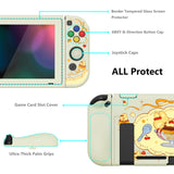 PlayVital ZealProtect Soft Protective Case for Nintendo Switch, Flexible Cover for Switch with Tempered Glass Screen Protector & Thumb Grips & ABXY Direction Button Caps - Pudding Rabbit - RNSYV6063