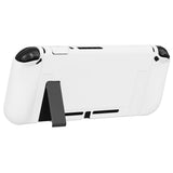 PlayVital ZealProtect Soft Protective Case for Nintendo Switch, Flexible Cover Protector for Nintendo Switch with Tempered Glass Screen Protector & Thumb Grip Caps & ABXY Direction Button Caps - White - RNSYM5014