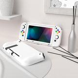 PlayVital ZealProtect Soft Protective Case for Nintendo Switch, Flexible Cover Protector for Nintendo Switch with Tempered Glass Screen Protector & Thumb Grip Caps & ABXY Direction Button Caps - White - RNSYM5014