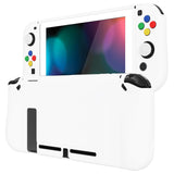 PlayVital ZealProtect Soft Protective Case for Nintendo Switch, Flexible Cover Protector for Nintendo Switch with Tempered Glass Screen Protector & Thumb Grip Caps & ABXY Direction Button Caps - White - RNSYM5014