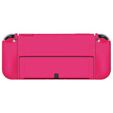 PlayVital ZealProtect Soft Protective Case for Nintendo Switch OLED, Flexible Protector Joycon Grip Cover for Nintendo Switch OLED with Thumb Grip Caps & ABXY Direction Button Caps - Bright Pink - XSOYM5012