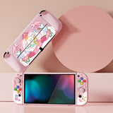 PlayVital ZealProtect Soft Protective Case for Switch OLED, Flexible Protector Joycon Grip Cover for Switch OLED with Thumb Grip Caps & ABXY Direction Button Caps - Intern Cupid - XSOYV6060