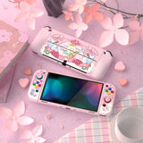 PlayVital ZealProtect Soft Protective Case for Switch OLED, Flexible Protector Joycon Grip Cover for Switch OLED with Thumb Grip Caps & ABXY Direction Button Caps - Intern Cupid - XSOYV6060