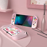 PlayVital ZealProtect Soft Protective Case for Switch OLED, Flexible Protector Joycon Grip Cover for Switch OLED with Thumb Grip Caps & ABXY Direction Button Caps - Intern Cupid - XSOYV6060