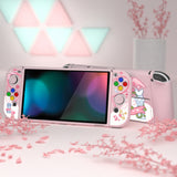 PlayVital ZealProtect Soft Protective Case for Switch OLED, Flexible Protector Joycon Grip Cover for Switch OLED with Thumb Grip Caps & ABXY Direction Button Caps - Intern Cupid - XSOYV6060