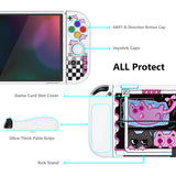 PlayVital ZealProtect Soft Protective Case for Switch OLED, Flexible Protector Joycon Grip Cover for Switch OLED with Thumb Grip Caps & ABXY Direction Button Caps - PP & VV - XSOYV6056