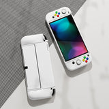 PlayVital ZealProtect Soft Protective Case for Nintendo Switch OLED, Flexible Protector Joycon Grip Cover for Nintendo Switch OLED with Thumb Grip Caps & ABXY Direction Button Caps - White - XSOYM5013