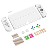 PlayVital ZealProtect Soft Protective Case for Nintendo Switch OLED, Flexible Protector Joycon Grip Cover for Nintendo Switch OLED with Thumb Grip Caps & ABXY Direction Button Caps - White - XSOYM5013