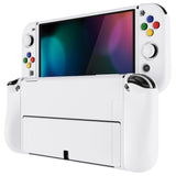 PlayVital ZealProtect Soft Protective Case for Nintendo Switch OLED, Flexible Protector Joycon Grip Cover for Nintendo Switch OLED with Thumb Grip Caps & ABXY Direction Button Caps - White - XSOYM5013