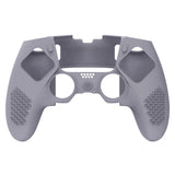 PlayVital 3D Studded Edition Anti-Slip Silicone Cover Case for ps5 Edge Controller, Soft Rubber Protector Skin for ps5 Edge Wireless Controller with 6 Thumb Grip Caps - Metallic Gray - ETPFP013