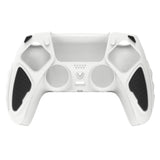 PlayVital Knight Edition White & Black Two Tone Anti-Slip Silicone Cover Skin for Playstation 5 Controller, Soft Rubber Case for PS5 Controller with Thumb Grip Caps - QSPF004
