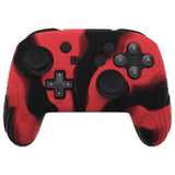 PlayVital Samurai Edition Ergonomic Silicone Skin Protective Case for Nintendo Switch Pro Controller, Soft Anti-slip Controller Grip Protector for Nintendo Switch Pro with Thumb Grip Caps - Black & Red - EBNPP012