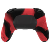 PlayVital Samurai Edition Ergonomic Silicone Skin Protective Case for Nintendo Switch Pro Controller, Soft Anti-slip Controller Grip Protector for Nintendo Switch Pro with Thumb Grip Caps - Black & Red - EBNPP012