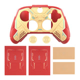 PlayVital Stellar Mecha Silicone Cover Skin for Xbox Series X/S Controller, Anti-slip Grip Protector with Thumb Grips & Sticker for Xbox Core Wireless Controller - Crimson Red & Iron Yellow - SAXX3P003