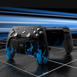 PlayVital for Steam Controller 2 Skin (3-Pack) - Protective Vinyl Decal Sticker Cover for Steam Controller Accessories, No Residue, Scratch-Resistant - Blue Flame - GCASC002