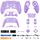 eXtremeRate Clear Atomic Purple Full Set Housing Shell with Buttons Touchpad Cover Compatible with ps5 Edge Controller, Custom Replacement Decorative Trim Shell Front Back Plates Compatible with ps5 Edge Controller - QRHEGM001