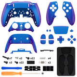 eXtremeRate Chameleon Purple Blue Full Set Housing Shell with Buttons Touchpad Cover Compatible with ps5 Edge Controller, Custom Replacement Decorative Trim Shell Front Back Plates Compatible with ps5 Edge Controller - QRHEGP008