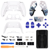 eXtremeRate The Great Wave Full Set Housing Shell with Buttons Touchpad Cover Compatible with ps5 Edge Controller, Custom Replacement Decorative Trim Shell Front Back Plates Compatible with ps5 Edge Controller - QRHEGT003