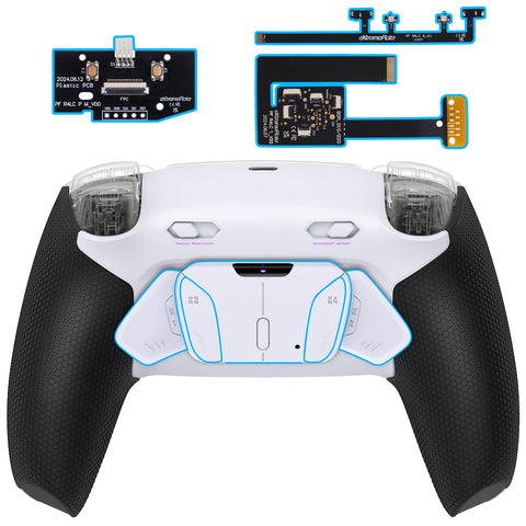 eXtremeRate RISE4 Plus MAX Back Paddles Kit with Clicky Trigger Stops & Rubberized Grip for PS5 Controller BDM-010/020 - White Black - White - HKCPFM003