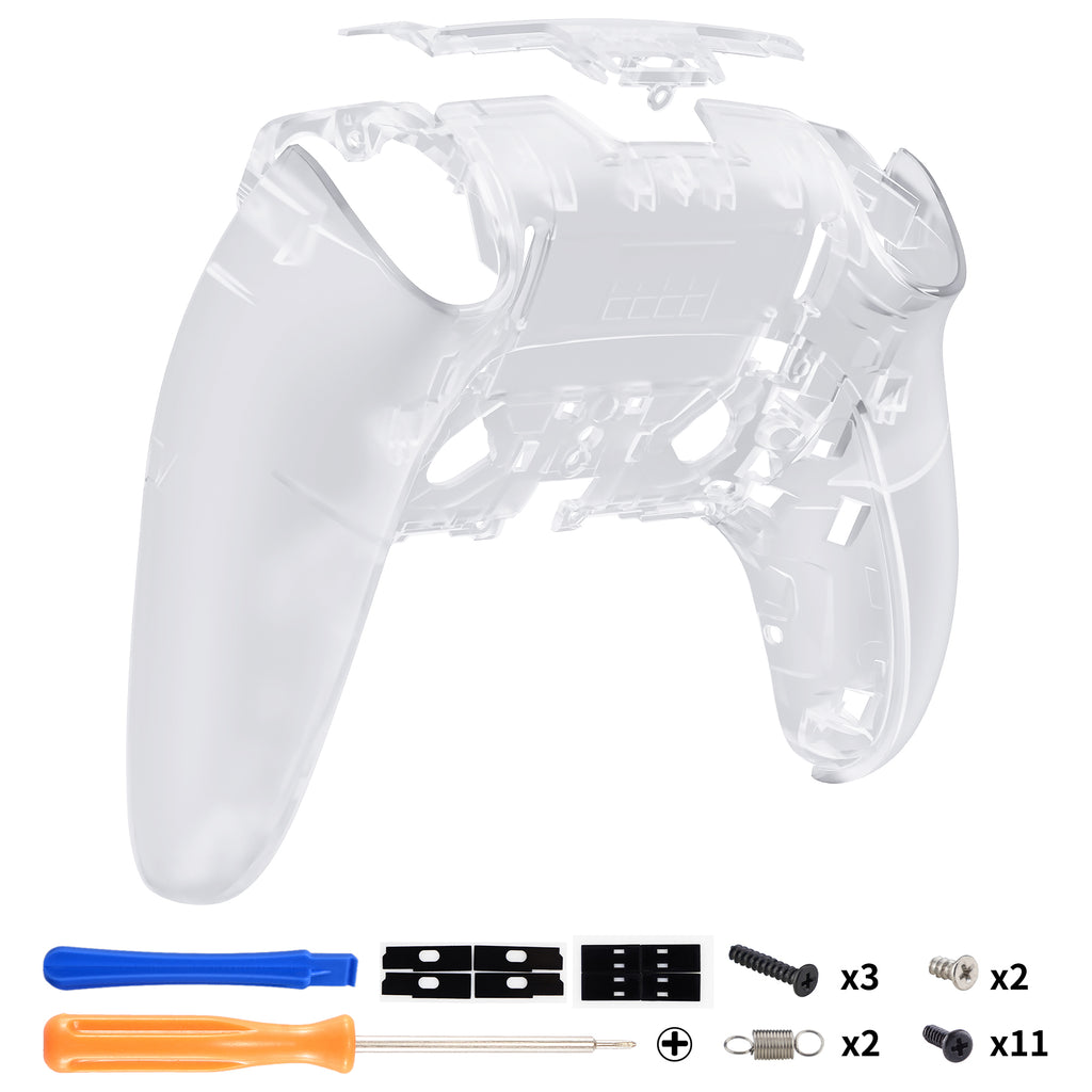 eXtremeRate Custom Back Housing Bottom Shell Compatible with PS5 Edge Controller, Clear DIY Replacement Back Shell Cover Compatible with PS5 Edge