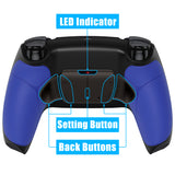 eXtremeRate Black Real Metal Buttons (RMB) Version RISE4 Remap Kit for PS5 Controller BDM-030/040/050 - Rubberized Blue - YPFJ7002G3