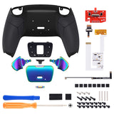 eXtremeRate Rainbow Aura Blue & Purple Real Metal Buttons (RMB) Version RISE V3 Remap Kit for PS5 Controller BDM-030/040/050 - Rubberized Black - XPFJ7011G4