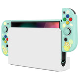 PlayVital ZealProtect Soft Protective Case for Switch OLED, Flexible Protector Joycon Grip Cover for Switch OLED with Thumb Grip Caps & ABXY Direction Button Caps - Lemonade Kitty - XSOYV6037