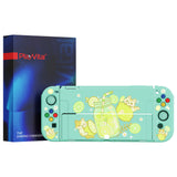 PlayVital ZealProtect Soft Protective Case for Switch OLED, Flexible Protector Joycon Grip Cover for Switch OLED with Thumb Grip Caps & ABXY Direction Button Caps - Lemonade Kitty - XSOYV6037