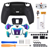 eXtremeRate Rainbow Aura Blue & Purple Real Metal Buttons (RMB) Version RISE4 V3 Remap Kit for PS5 Controller BDM-030/040/050 - Rubberized Black - YPFJ7011G4