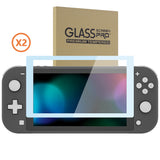 eXtremeRate 2 Pack Sky Blue Border Transparent HD Saver Protector Film, Tempered Glass Screen Protector for Nintendo Switch Lite [Anti-Scratch, Anti-Fingerprint, Shatterproof, Bubble-Free] - HL742