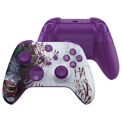 eXtremeRate ASR Version Performance Rubberized Full Set Shell Buttons with Redesigned Grip Diamond Texture Handles Backplate Case for Xbox Series X/S & Xbox Core Controller - Clown HAHAHA - GVNX3T004