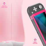 eXtremeRate 2 Pack Bright Pink Border Transparent HD Saver Protector Film, Tempered Glass Screen Protector for Nintendo Switch Lite [Anti-Scratch, Anti-Fingerprint, Shatterproof, Bubble-Free] - HL740