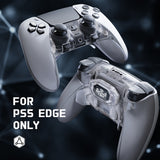 eXtremeRate BEYOND Back Paddles Kit with OLED Display & Redesigned Ergonomic Grips for PS5 Edge Controller - Rubberized Clear & Gray - BYNEGU005