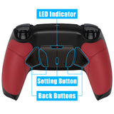 eXtremeRate Black Real Metal Buttons (RMB) Version RISE4 V3 Remap Kit for PS5 Controller BDM-030/040/050 - Rubberized Red - YPFJ7004G4