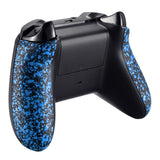 eXtremeRate Textured Black Blue Soft Touch Grip Back Panels, Comfortable Non-Slip Side Rails Handles, Game Improvement Replacement Parts for Xbox One X & One S Controller - SXOJ0123