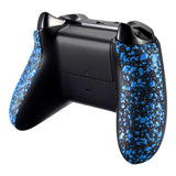 eXtremeRate Textured Black Blue Soft Touch Grip Back Panels, Comfortable Non-Slip Side Rails Handles, Game Improvement Replacement Parts for Xbox One X & One S Controller - SXOJ0123