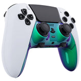 eXtremeRate Chameleon Green Purple Top Bottom Decorative Trim Shell Compatible with ps5 Edge Controller DIY Replacement Front Back Clip Shell, Custom Plates Cover Compatible with ps5 Edge Controller - CXQEGP011