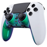 eXtremeRate Chameleon Green Purple Top Bottom Decorative Trim Shell Compatible with ps5 Edge Controller DIY Replacement Front Back Clip Shell, Custom Plates Cover Compatible with ps5 Edge Controller - CXQEGP011