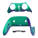 eXtremeRate Chameleon Green Purple Top Bottom Decorative Trim Shell Compatible with ps5 Edge Controller DIY Replacement Front Back Clip Shell, Custom Plates Cover Compatible with ps5 Edge Controller - CXQEGP011