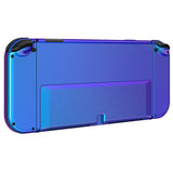 eXtremeRate Chameleon Purple Blue Full Set Shell for Nintendo Switch OLED, Replacement Console Back Plate & Kickstand, NS Joycon Handheld Controller Housing & Buttons for Nintendo Switch OLED - AQUSOP004