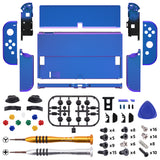 eXtremeRate Chameleon Purple Blue Full Set Shell for Nintendo Switch OLED, Replacement Console Back Plate & Kickstand, NS Joycon Handheld Controller Housing & Buttons for Nintendo Switch OLED - AQUSOP004