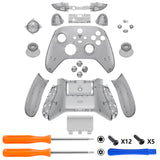 eXtremeRate Clear Black Controller Full Set Housing Shell Case with Buttons for Xbox Series X/S, Custom Replacement Side Rails Front Back Plate Cover for Xbox Series S & Xbox Series X Controller - QX3M507