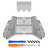 eXtremeRate Clear Black Custom Bottom Shell with Battery Cover for Xbox Series S/X Controller, DIY Replacement Backplate Cover for Xbox Core Controller Model 1914 - Controller & Side Rails NOT Included - BX3M507