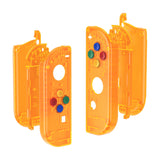 eXtremeRate Clear Orange Joycon Handheld Controller Housing with Full Set Buttons, DIY Replacement Shell Case for NS Switch JoyCon & OLED JoyCon - Joycon and Console NOT Included - CM515