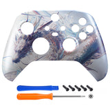 eXtremeRate Crystal Dragon Replacement Part Faceplate, Front Housing Shell Case for Xbox Series S & Xbox Series X Controller Accessories - Controller NOT Included - FX3R032