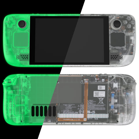 eXtremeRate Replacement Glow in Dark - Green Full Set Shell with Buttons for Steam Deck LCD - QESDM009