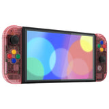 eXtremeRate Crystal Cherry Pink Full Set Shell for Nintendo Switch OLED, Replacement Console Back Plate & Kickstand, NS Joycon Handheld Controller Housing & Buttons for Nintendo Switch OLED - AQUSOP012