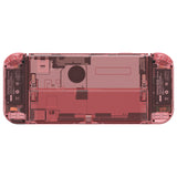 eXtremeRate Crystal Cherry Pink Full Set Shell for Nintendo Switch OLED, Replacement Console Back Plate & Kickstand, NS Joycon Handheld Controller Housing & Buttons for Nintendo Switch OLED - AQUSOP012