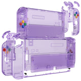 eXtremeRate Crystal Clear Atomic Purple Full Set Shell for Nintendo Switch OLED, Replacement Console Back Plate & Kickstand, NS Joycon Handheld Controller Housing & Buttons for Nintendo Switch OLED - AQUSOP010