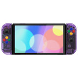 eXtremeRate Crystal Clear Atomic Purple Full Set Shell for Nintendo Switch OLED, Replacement Console Back Plate & Kickstand, NS Joycon Handheld Controller Housing & Buttons for Nintendo Switch OLED - AQUSOP010